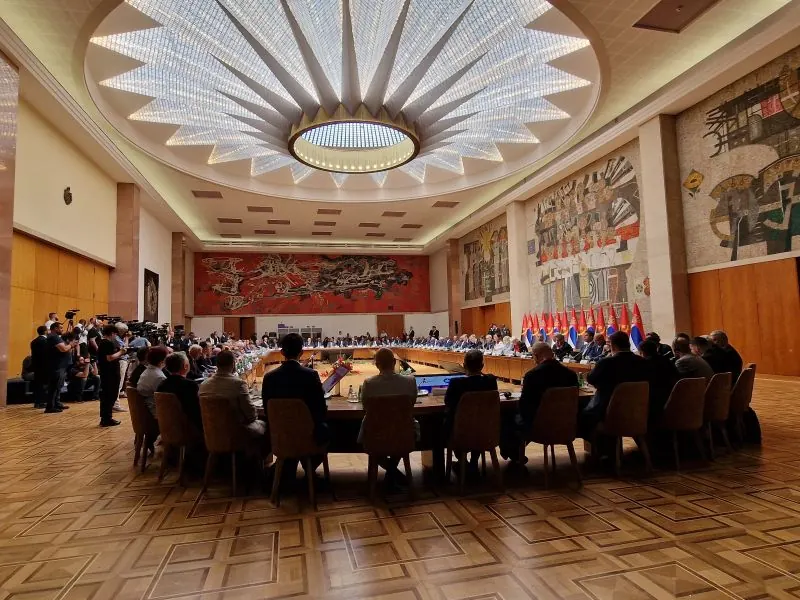 The conference hall during the Serbia–Angola business meeting